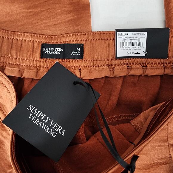 Simply Vera Wang Women Wide Leg Palazzo Cropped Culotte Pants Pleated Silky Med - Picture 9 of 11